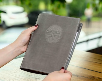Custom Leather Menu Cover, Restaurant Bar Menu, Personalize Logo
