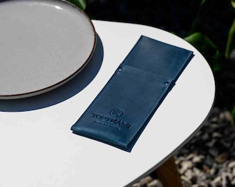 Personalized Leather Cutlery Holder, Restaurant Flatware Holder