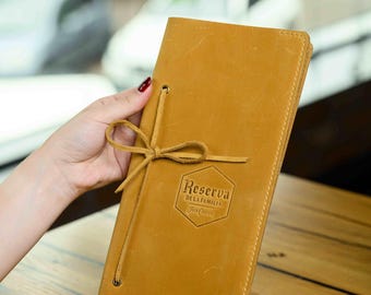 Funda de menú de cuero personalizada, carpeta de menú de cuero suave, libro de menú de restaurante, menú de bebidas, funda de menú de bebidas, diseño de menú personalizado