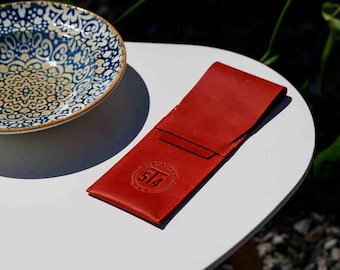 Personalized Leather Cutlery Holder, Restaurant Silverware Pouch