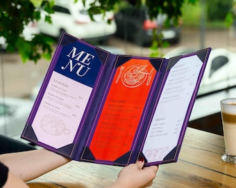 Customizable Leather Menu Cover, Restaurant Menu Holder