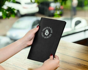 Custom Leather Menu Cover with Logo, Restaurant Beverage Menu