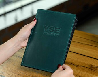 Custom Leather Menu Cover with Logo, Restaurant Menu Holder