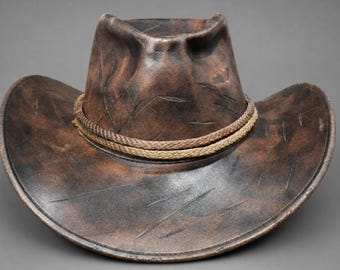 Brown Cowboy Hat with Black Brim, Rustic Western Style and Decorative Rope Band