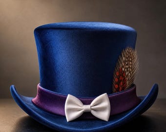 Blue & Purple Top Hat, Victorian Steampunk Hat,Halloween Cosplay Accessory