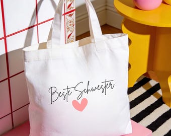 Beste Schwester Tote Bag, Sister Gift, Geschenk Schwester, Geburtstag Schwester, Best Sister Tote Bag, Baumwolltasche nachhaltig