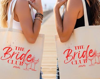 The Bride Club Tote Bag, Braut Tasche personalisiert, JGA Tasche Bride, Hochzeit Tasche mit Name, Geschenk Braut Junggesellenabschied