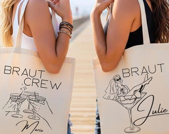 Braut Crew Tasche personalisiert mit Name, JGA Team Bride Geschenk, Bridesmaid Tasche, Hochzeit Crew Beutel, Junggesellinnenabschied