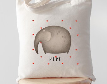 Personalisierte Elefant Kindergarten Tasche, Kita Tasche mit Name, Wechselkleidung Tasche, Geschenk zur Geburt, Baby Geschenk