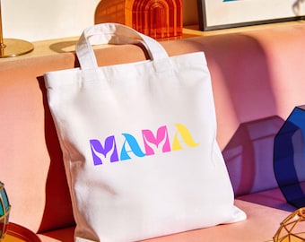 Mama Tote Bag aus Baumwolle, Gift for Mom, Geschenk für Muttertag, bunter Stoffbeutel Mama, nachhaltig