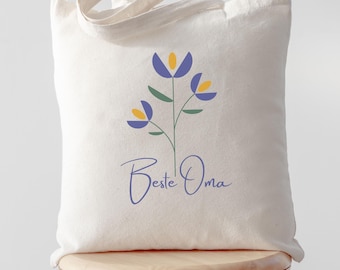 Beste Oma Tasche, Geschenk für Oma, Oma tote bag mit Blumenmotiv, Muttertag Geschenk für Oma, Stofftasche Oma, Floral Grandma Gift