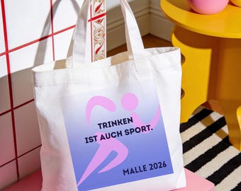 Trinken ist auch Sport Tote Bag, JGA Tasche personalisiert, Bachelorette Party Beutel Braut, Girlstrip Mallorca, Mädelstrip 2026