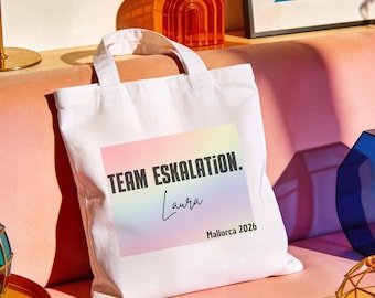 Team Eskalation Tote Bag, JGA Tasche personalisiert, Bachelorette Party Beutel Braut, Girlstrip Mallorca, Mädelstrip 2026