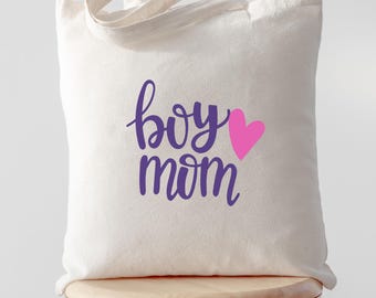 Boy Mom Tasche mit Herz, Geschenk für Mama von Jungs, Baumwolltasche, Muttertag Geschenk, nachhaltige Einkaufstasche, Geschenkidee Mama