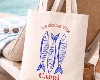 Sardines Tote bag, Stoffbeutel Sardinen, Baumwolltasche, Nachhaltig, Jadore la mer, Geschenkidee Geburstag, Sommer Tasche