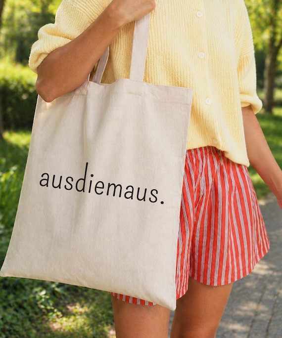 Aus die Maus Tote Bag, Stoffbeutel lustiges Statement, Geschenkidee Freundin, Baumwolltasche minimalistisch