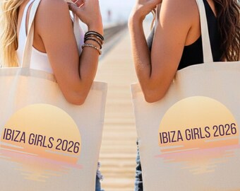 Ibiza Girls Tasche Personalisiert, Bride Crew Tote Bag 2026, JGA Geschenk Braut, Junggesellinnenabschied Tasche personalisiert, Girls Trip