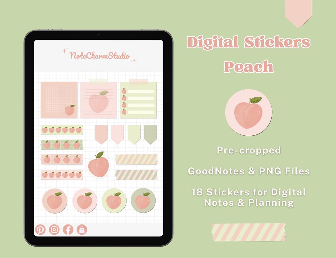 Peach Digital Planner Stickers: Goodnotes PNG Set (digital Download) - Etsy