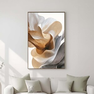 Abstract Fluid Art, Neutral Wave Wall Print, Beige Minimalist Painting, Contemporary Digital Download