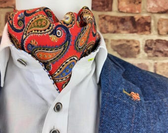 Handmade Paisley Cotton Cravat – Self-Tie Ascot, Vintage Style
