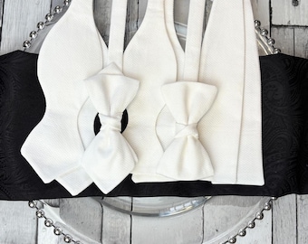 White Marcella Bow Tie: Classic Cotton Bow for Formal Events