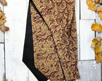 Handmade Day Cravat - Claret Vines - Hand-Dyed, Block Printed Cotton - Self-Tie Ascot and Pocket Square