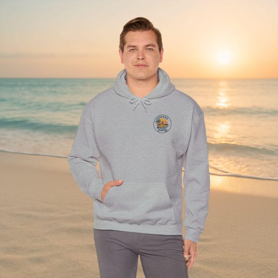 Retro Salty Beach Vibes Hoodie: Unisex Cotton-Poly Blend Pullover