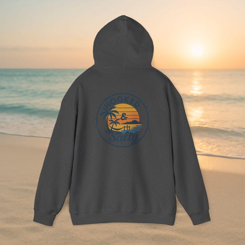 Retro Salty Beach Vibes Hoodie: Unisex Cotton-Poly Blend Pullover image 10