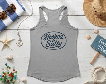 Hooked & Salty women's Nautical Racerback Tank – Ocean Lifestyle Wear – Offshore Adventure Tank