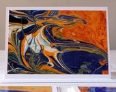 Note Card, Blank Inside, "Blue and Yellow Melting with Silver Drips"