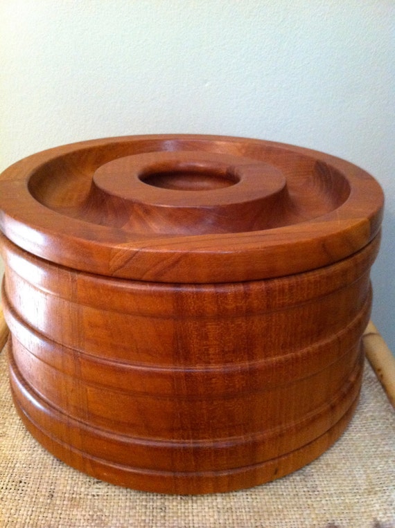 Wood Ice Bucket Mid Century Etsy