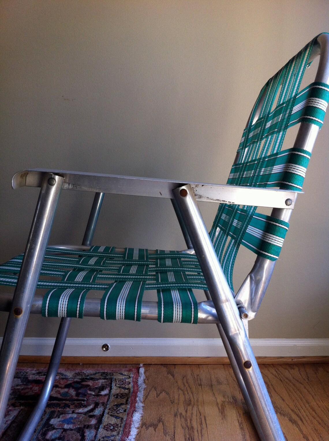 Vintage folding webbed lawn chair Etsy