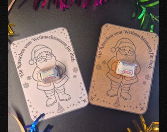 Decoración de mesa navideña DIY para Ferrero Küsschen - Motivo de Papá Noel - Descarga directa PDF - Regalo/obsequio de fiesta