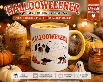 Taza de Halloween con diseño de perro salchicha | Divertida taza de Halloween con diseño de perro salchicha | Taza con diseño de perro salchicha fantasma | Regalo para los amantes de los perros salchicha