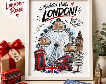 Regalo en efectivo para un viaje a Londres | Regalo en efectivo recortable | PDF y JPG | A4 A5 Descarga instantánea | Bono de viaje