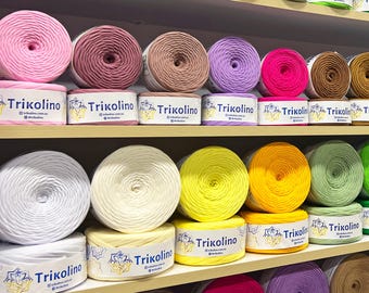 Trikolino T-Shirt Yarn, 100% Cotton, 7-9 mm Chunky Yarn, 30-120 m / 33-131 yds