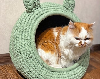 CROCHET PATTERN Cat Bed, Pet House DIY, Small Dog Bed for Pets Beginner Instant Download