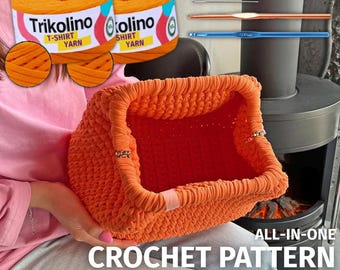CROCHET PATTERN & MATERIALS Pouch Bag Crochet Kit, Beginner Diy Craft Kit, Crochet Pattern for Purse
