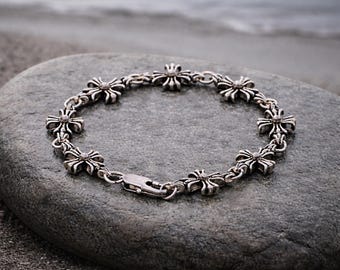 Luxury Cross Flower Bracelet – Premium Silver Chain Bracelet