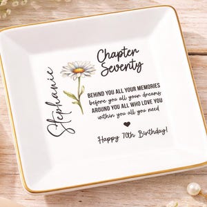 Personalisiertes Schmucktablett zum 70. Geburtstag, Ringschale zum siebzigsten Geburtstag, benutzerdefinierte Geburtsmonat und Namensschale, Geschenk für Mama