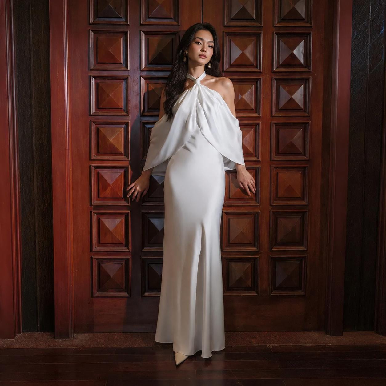 White Silk Halter Dress - Etsy