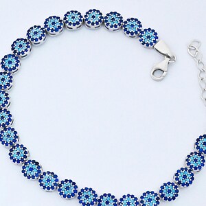 Evil Eye Armband Sterling Silber, Blau Nazar Tennis Armband, Türkisch Schutz Schmuck