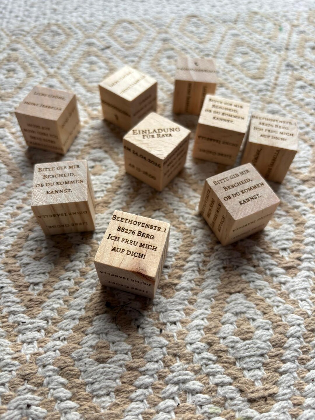 Personalized Wooden Cube Birthday Invitation, Custom Wooden Invitation ...
