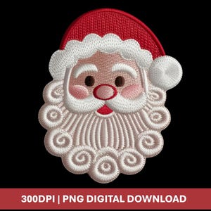Santa Claus Face Embroidery Design, Christmas Santa Embroidery File, Holiday Machine Embroidery Pattern, Jolly Santa Embroidery Design