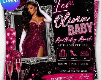 Leo Birthday Party Flyer, Birthday Szn Flyer, Leo Invitation Flyer, Leo Birthday Event, Social Media Flyer, Premade Flyer Template