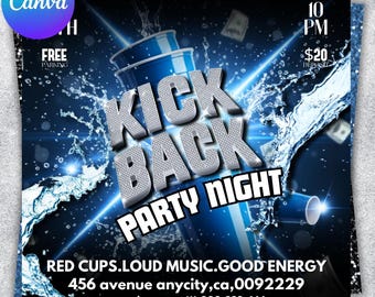 Kickback Party Flyer, Editable Kickback Club Flyer, Club DJ Party Invite, Event Flyer, Social Media Flyer, Canva Template, Instant Download