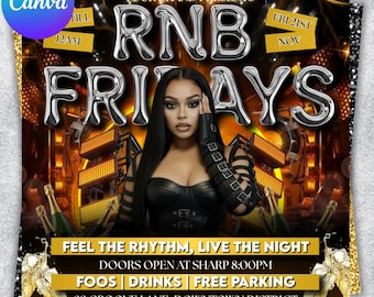 R&B Fridays Party Flyer RNB Night Party Flyer, Club Promotion Flyer, Night Club Instagram Event Flyer RnB Fridays Flyer, Canva Template