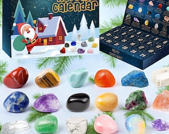 Crystal Advent Calendar: 24 Tumbled Gemstones, Holiday Countdown