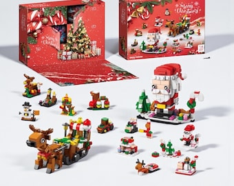 Christmas Building Blocks Advent Calendar: 24-Day Festive Mini Set, Xmas Toy Train & Tree