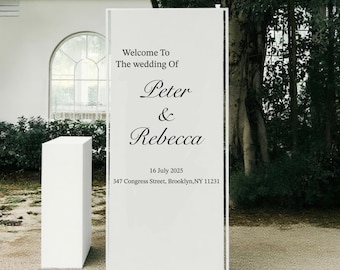 Minimalist Wedding Welcome Sign, Custom Modern Linen Wedding Sign, Fabric Wedding Sign, Linen Wedding Banner, Outdoor Ceremony Decor